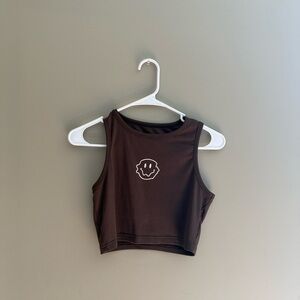 SHEIN Brown Smiley Face Tank Top